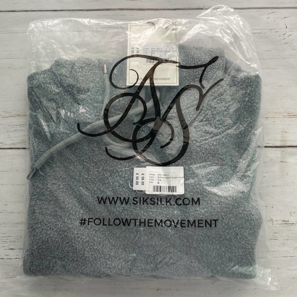 Nwt- SikSilk Brushed Cropped Hoodie in Washed Grey Size Small - Picture 2 of 7